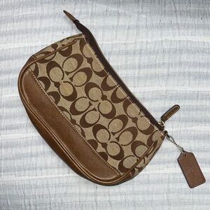 Coach Tan and Brown Monogram Pouch
